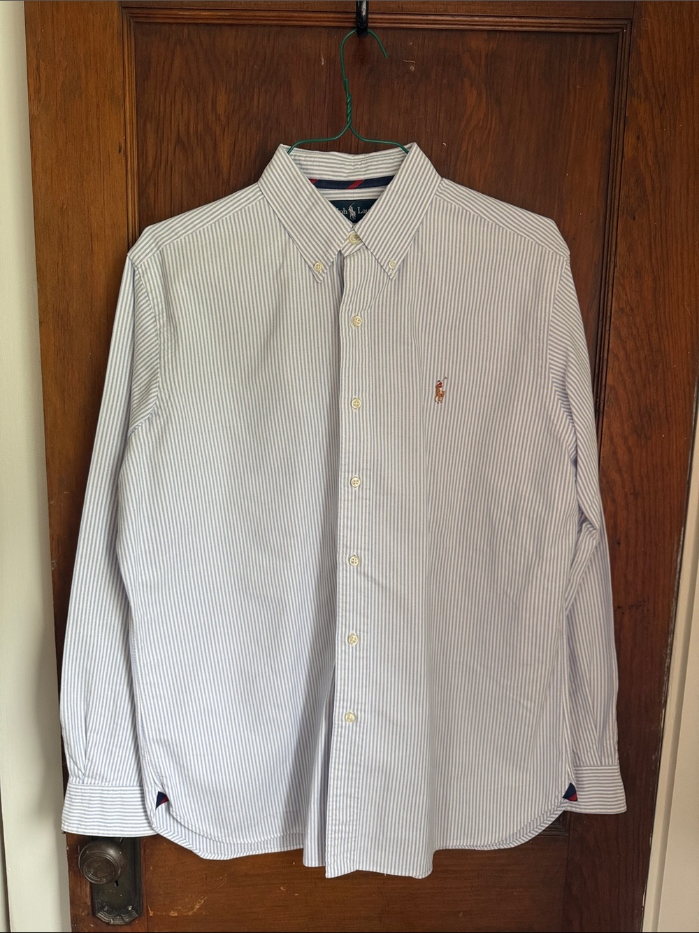 Vintage Ralph Lauren Stripe Button-Down Dress Shirt - Blue, Size L